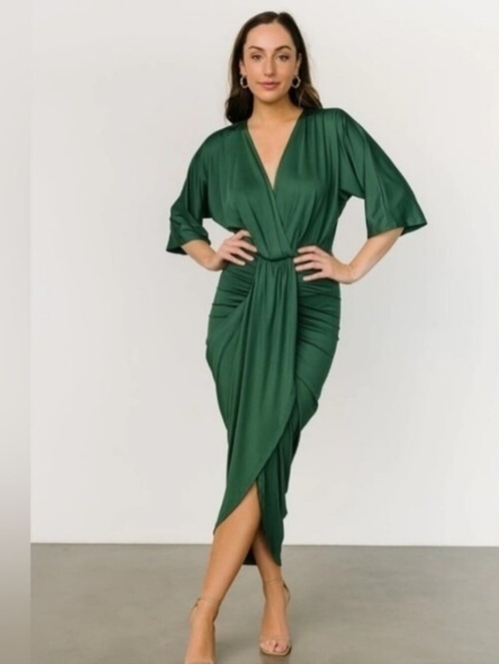 Baltic Born Emerald Green Wrap Midi Dress - Picture 2 of 4
